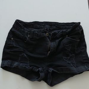 black denim shorts